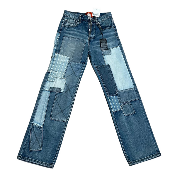 Forever 21 X Rebel Moon Netflix Jeans Baggy Patchwork button fly jeans - Picture 1 of 8